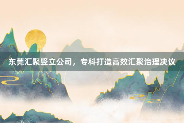 东莞汇聚竖立公司，专科打造高效汇聚治理决议