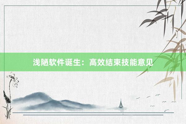 浅陋软件诞生：高效结束技能意见