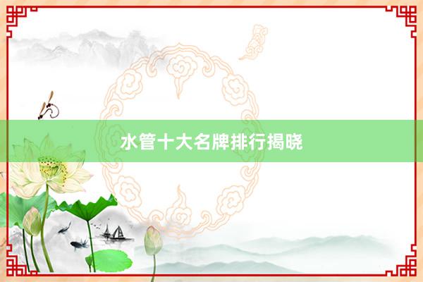 水管十大名牌排行揭晓